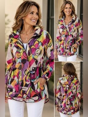 Luii Abstract Print Lightweight Jacket | Size Small | Artistic Boutique Style